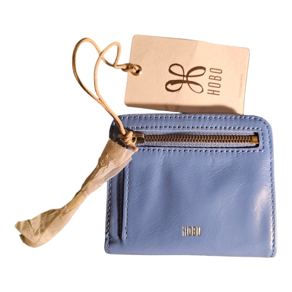New HOBO International MAX MINI Wallet Bifold Tranquil Blue Leather zip coin - Picture 5 of 5